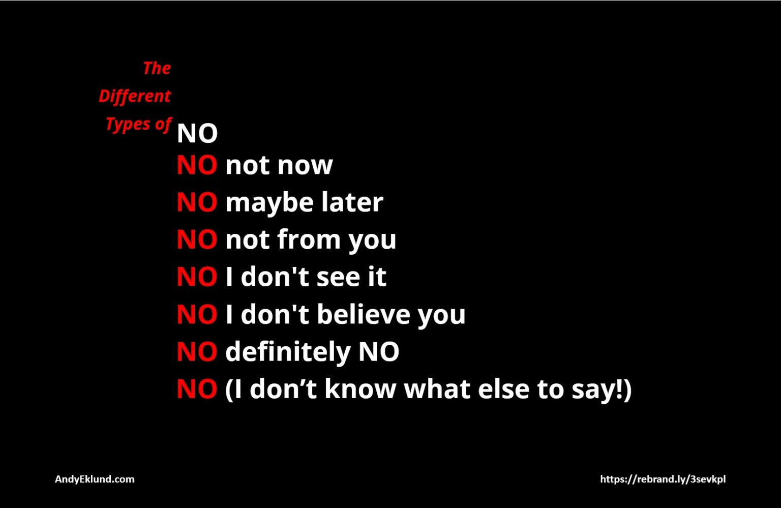 The Different Types of NO - Andy Eklund